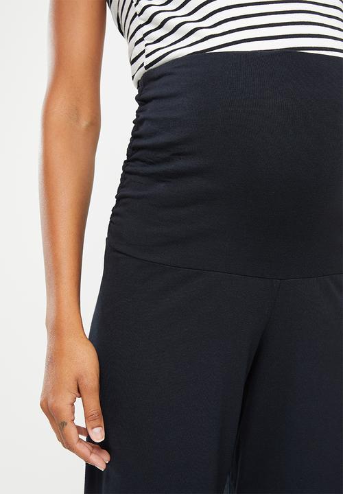 edit Maternity - Maternity ruched waist comfy wide leg - black