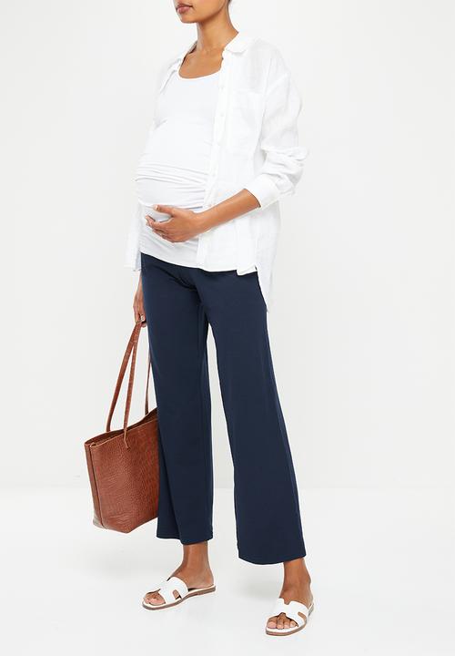 edit Maternity - Maternity ruched waist comfy wide leg - navy