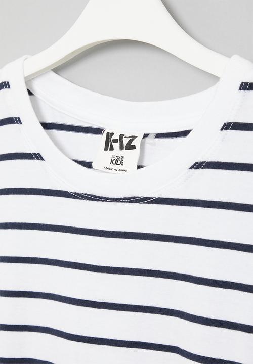 Cotton On - Corey crop tee - white/navy blazer stripe