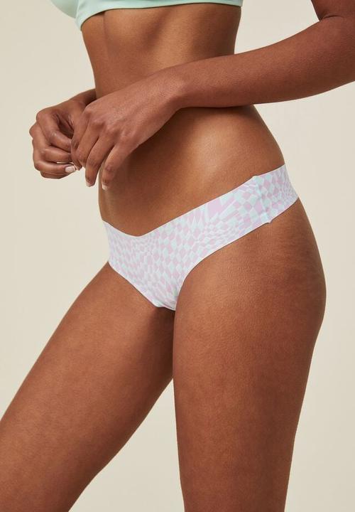 Cotton On - The invisible g string brief - harlequin check cameo green
