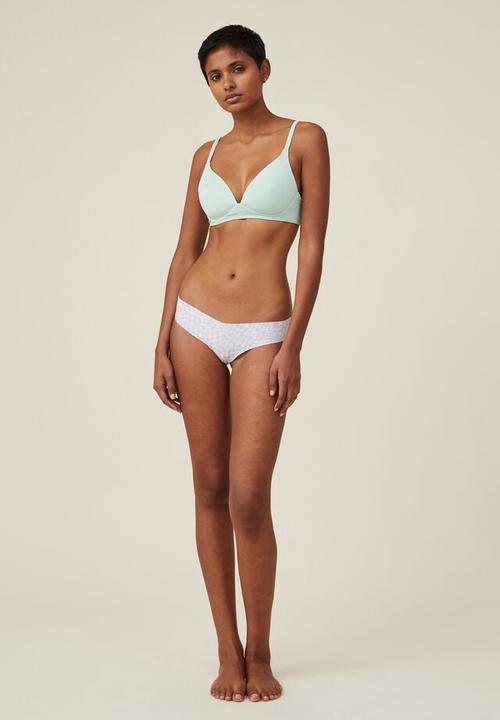 Cotton On - The invisible g string brief - harlequin check cameo green