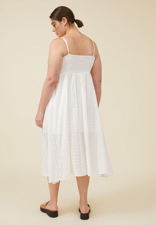 Cotton On - Curve tiane strappy midi dress - white