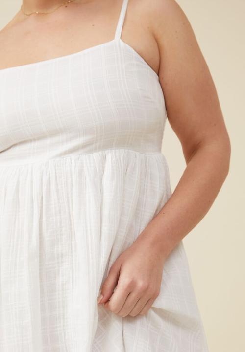 Cotton On - Curve tiane strappy midi dress - white