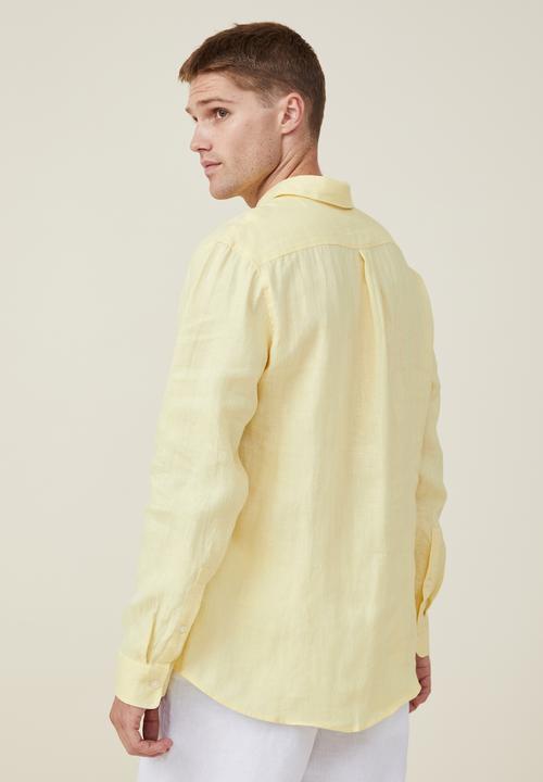 Cotton On - Linen long sleeve shirt - lemon