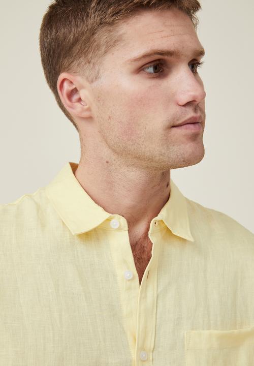 Cotton On - Linen long sleeve shirt - lemon