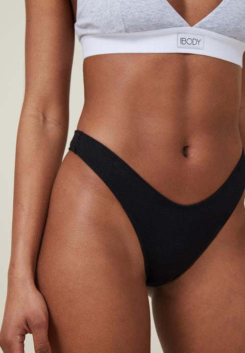 Cotton On - Organic cotton rib g-string - black