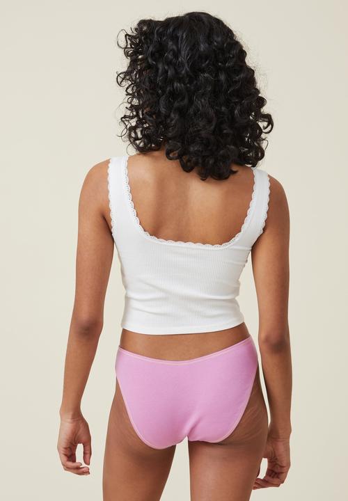 Cotton On - Organic cotton rib bikini brief - digital orchid