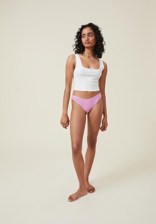 Cotton On - Organic cotton rib bikini brief - digital orchid