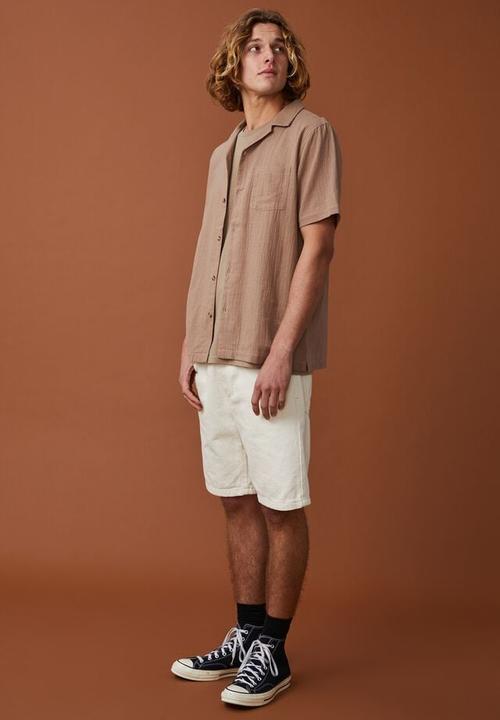 Cotton On - Riviera short sleeve shirt - gravel stone