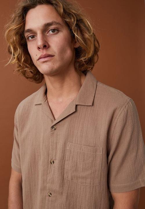 Cotton On - Riviera short sleeve shirt - gravel stone