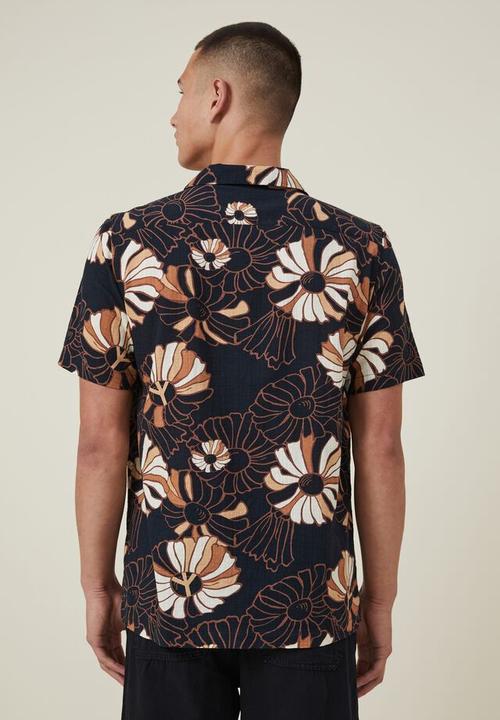 Cotton On - Riviera short sleeve shirt - black daisy