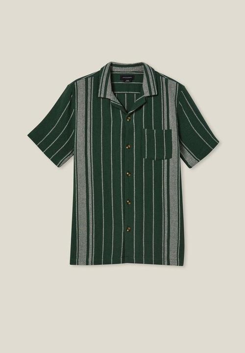 Cotton On - Palma short sleeve shirt - tennis green stripe