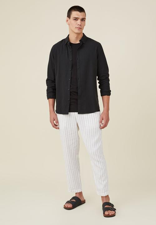 Cotton On - Linen pant - white thin stripe