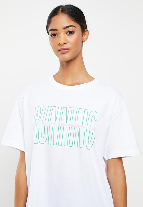 Cotton On - Active graphic T-shirt - white & running club