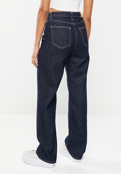 NA-KD - Wide leg high waisted denim- rinse wash