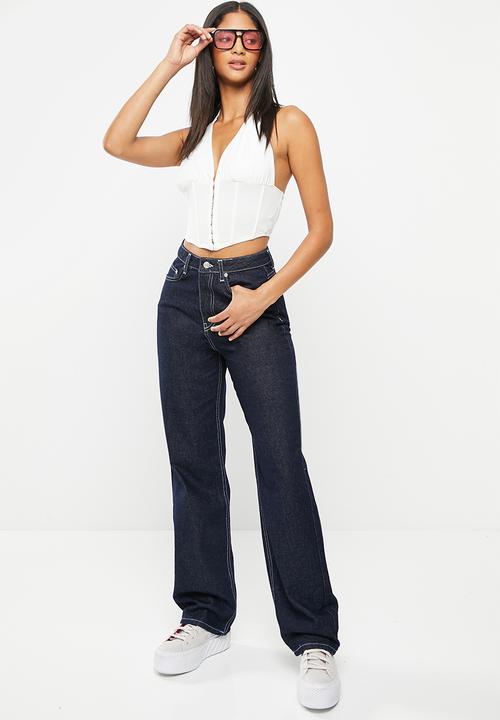 NA-KD - Wide leg high waisted denim- rinse wash