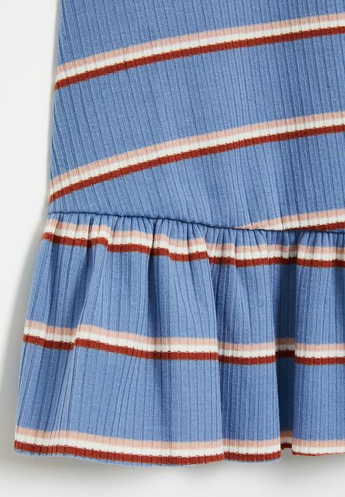 Pop Candy - Girls stripe dress - blue