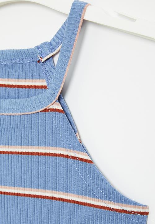Pop Candy - Girls stripe dress - blue