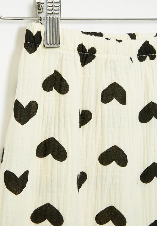 Pop Candy - Girls pants with hearts - off white
