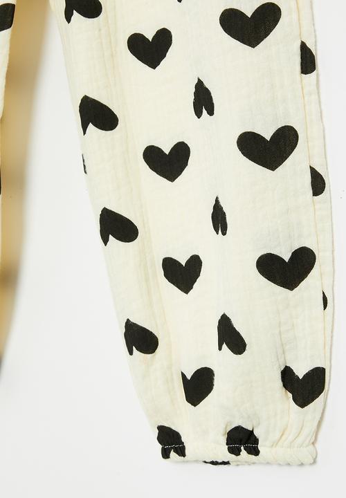 Pop Candy - Girls pants with hearts - off white