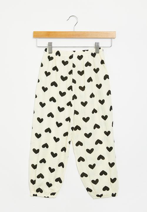 Pop Candy - Girls pants with hearts - off white