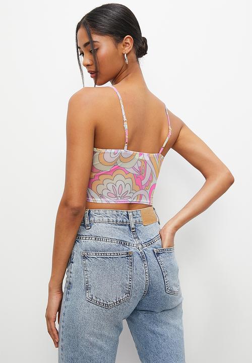 Blake - Ptd mesh corset - retro abstract floral print