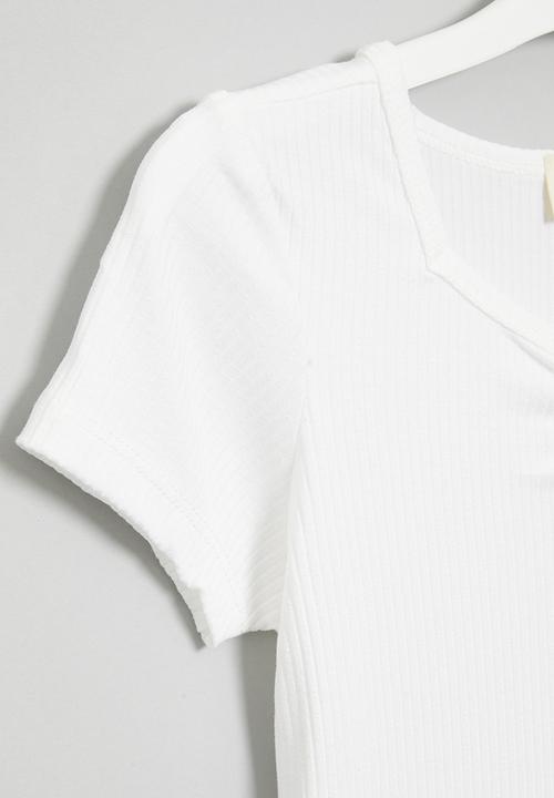 Superbalist - V-neck rib tee - white
