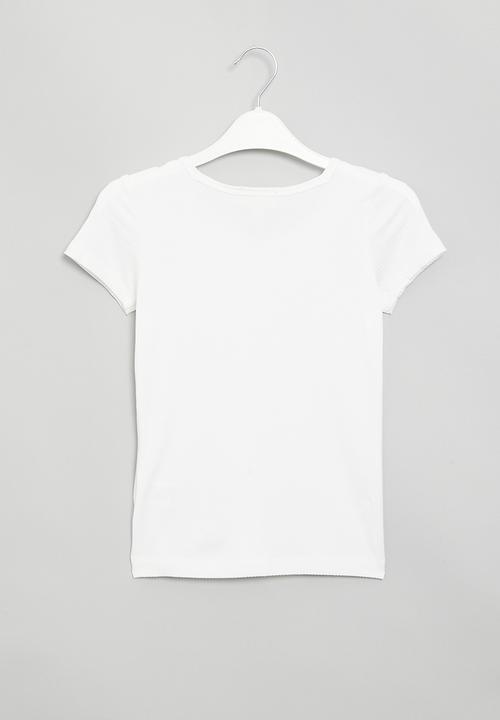 Superbalist - V-neck rib tee - white