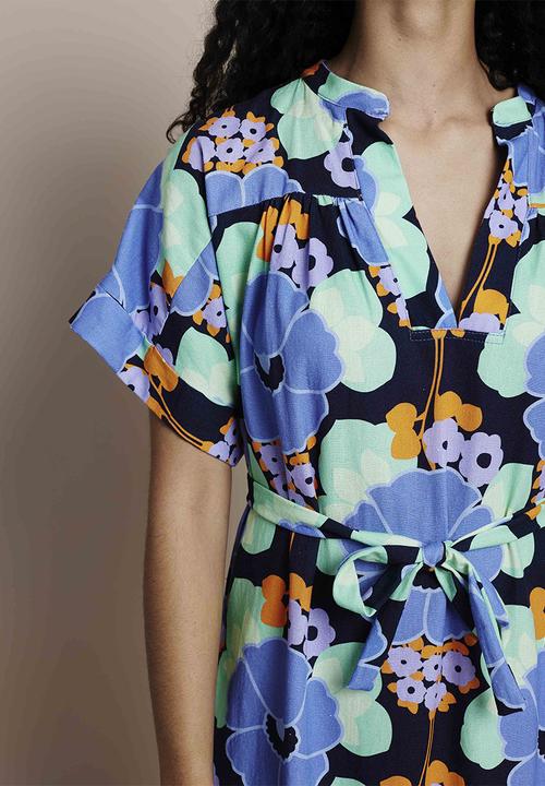Me&B - Sash detail midi dress - 70's floral