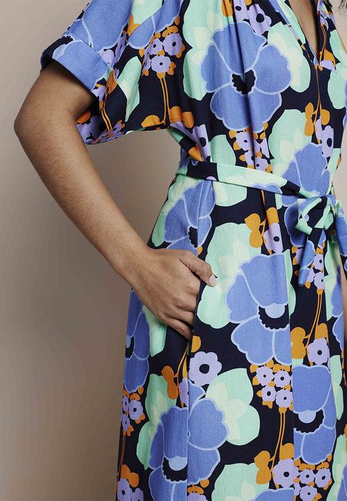 Me&B - Sash detail midi dress - 70's floral
