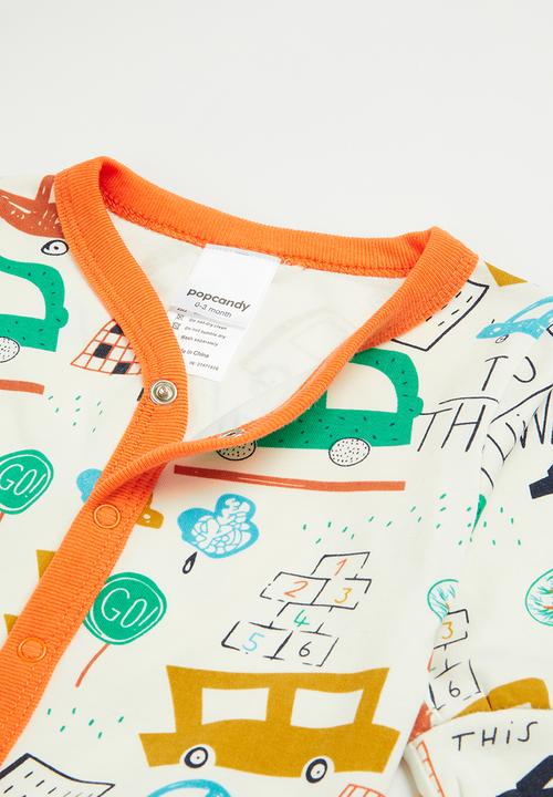 Pop Candy - Baby boys long sleeve babygrow - white & orange