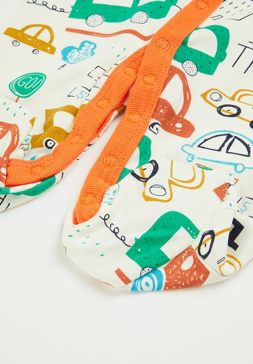 Pop Candy - Baby boys long sleeve babygrow - white & orange