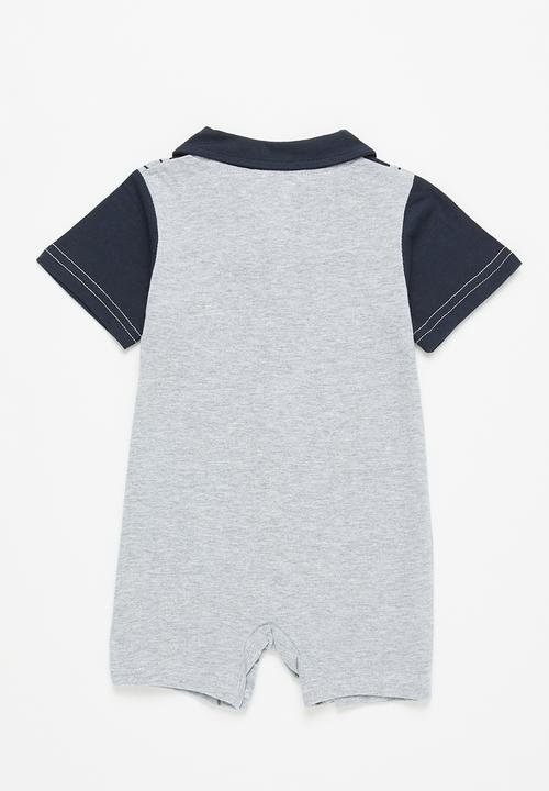 Pop Candy - Boys romper - navy & grey