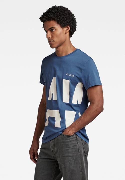 G-STAR - RAW strike thru t-shirt - retro blue