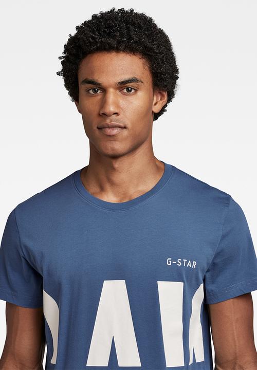 G-STAR - RAW strike thru t-shirt - retro blue