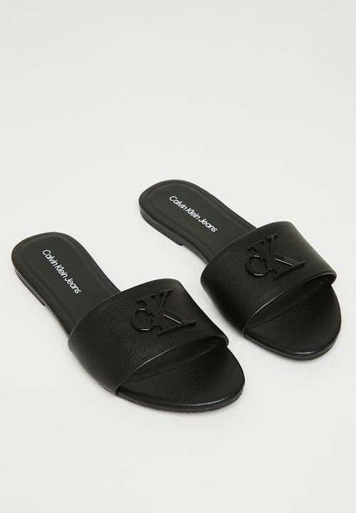 Calvin Klein - Flat sandal hw lth - black