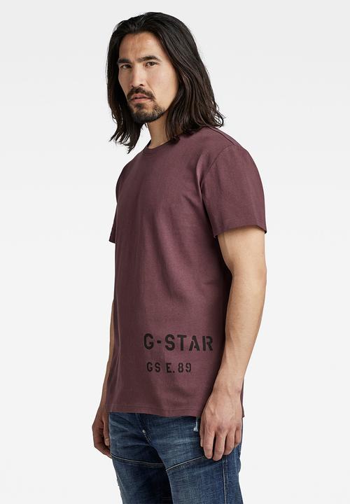 G-STAR - Stencil front back gr r tee - vineyard wine