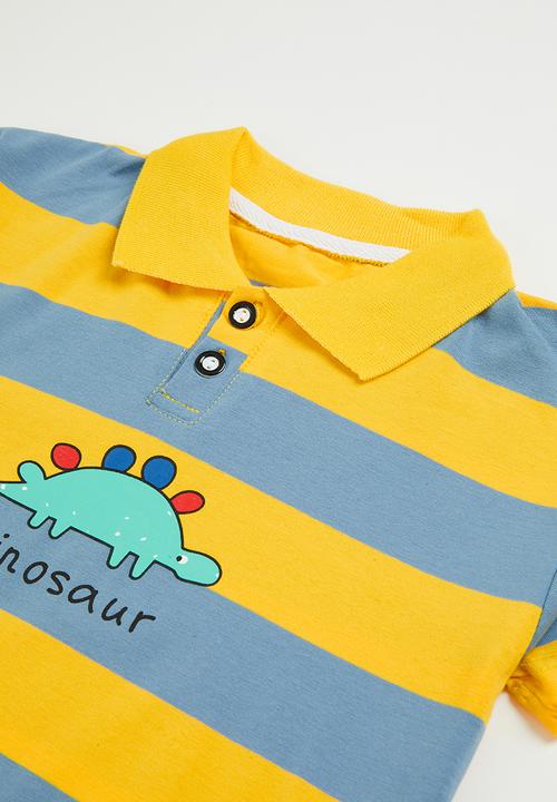 Pop Candy - Stripe golfer & short set - blue & yellow