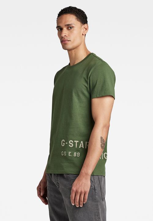 G-STAR - Stencil front back gr r tee - dk nuri green
