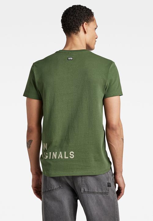 G-STAR - Stencil front back gr r tee - dk nuri green