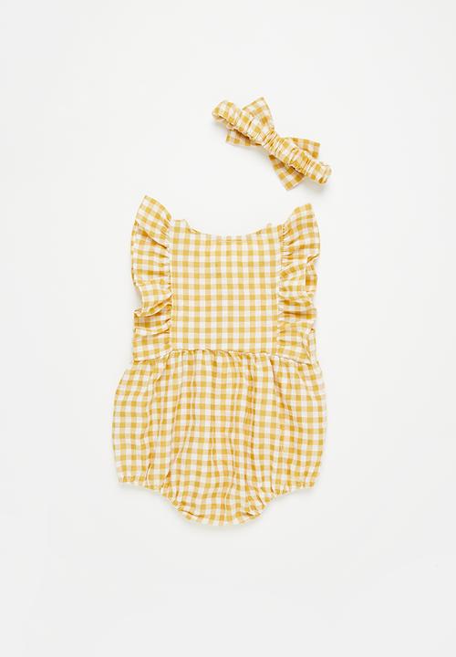 Pop Candy - Check babygrow - yellow