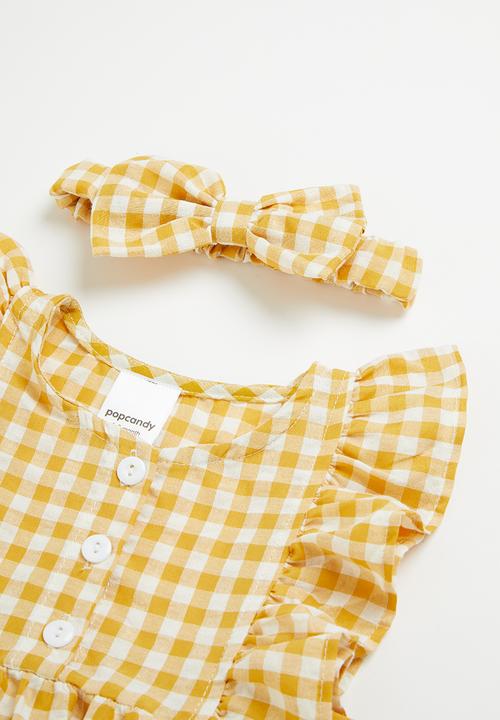 Pop Candy - Check babygrow - yellow