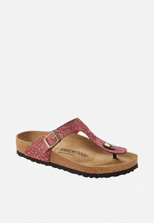 Birkenstock - Gizeh shiny python microfibre regular - dark fuchsia