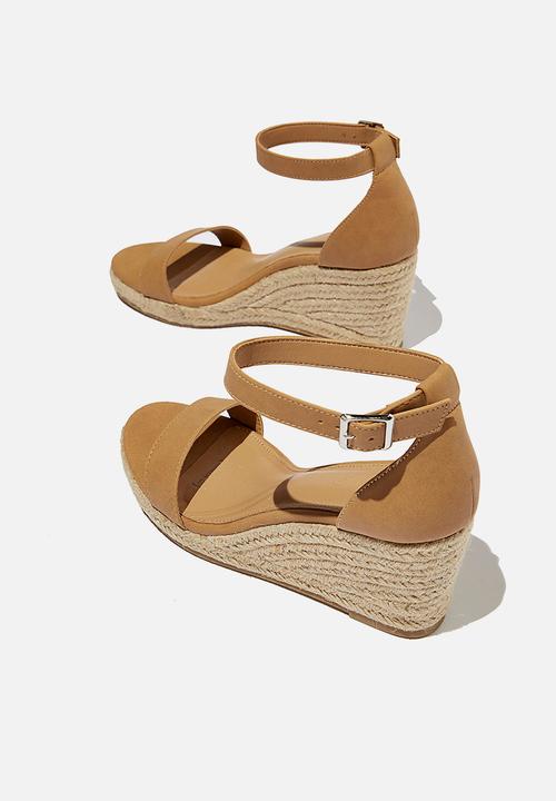 Cotton On - Addison open toe espadrille - camel nubuck
