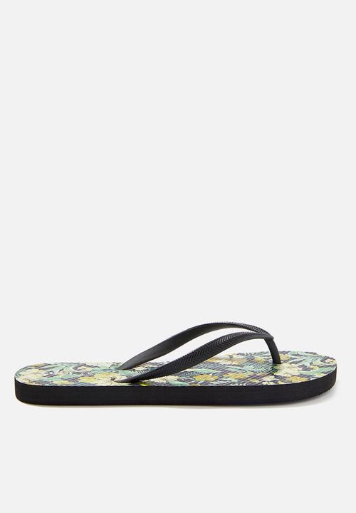 Cotton On - The rubi flip flop - black garden tropical