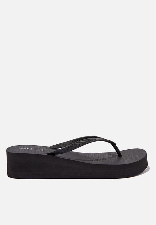 Cotton On - The rubi demi wedge flip flop - black