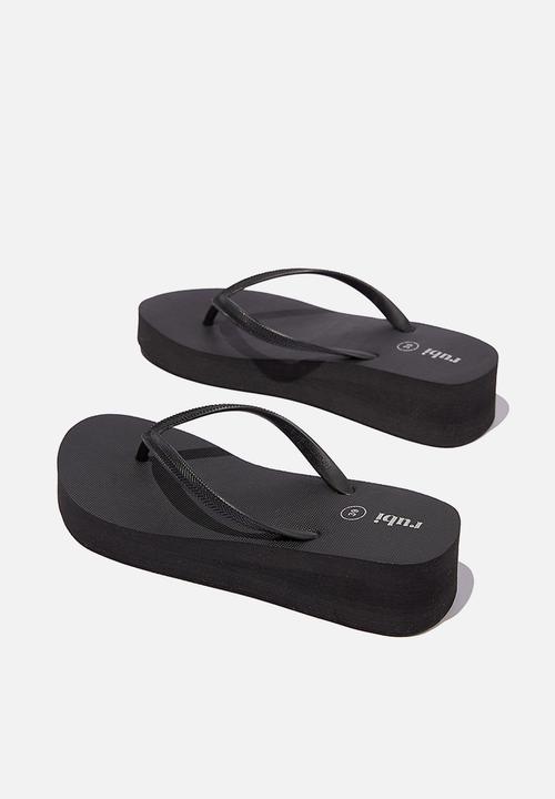 Cotton On - The rubi demi wedge flip flop - black