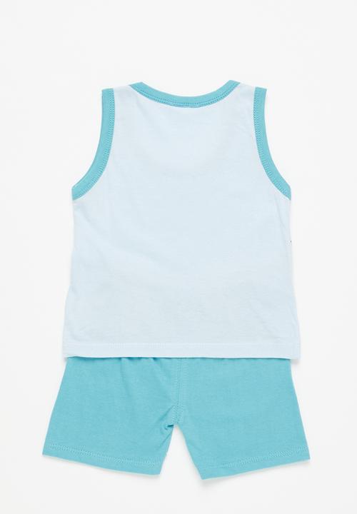 Pop Candy - Boys tank top & shorts set - blue