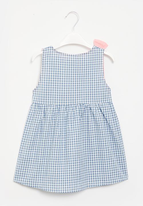 Pop Candy - Girls check dress - blue & white