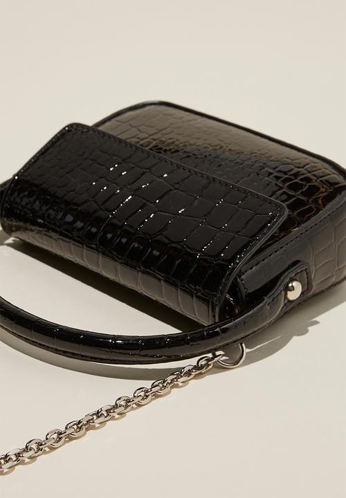 Cotton On - Jessie mini cross body bag - black patent texture